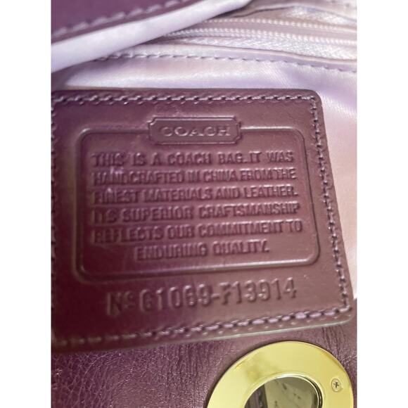 COACH Mia/garnet plum Pleated Leather Carryall Shoulder Bag 13914 - Picture 10 of 13